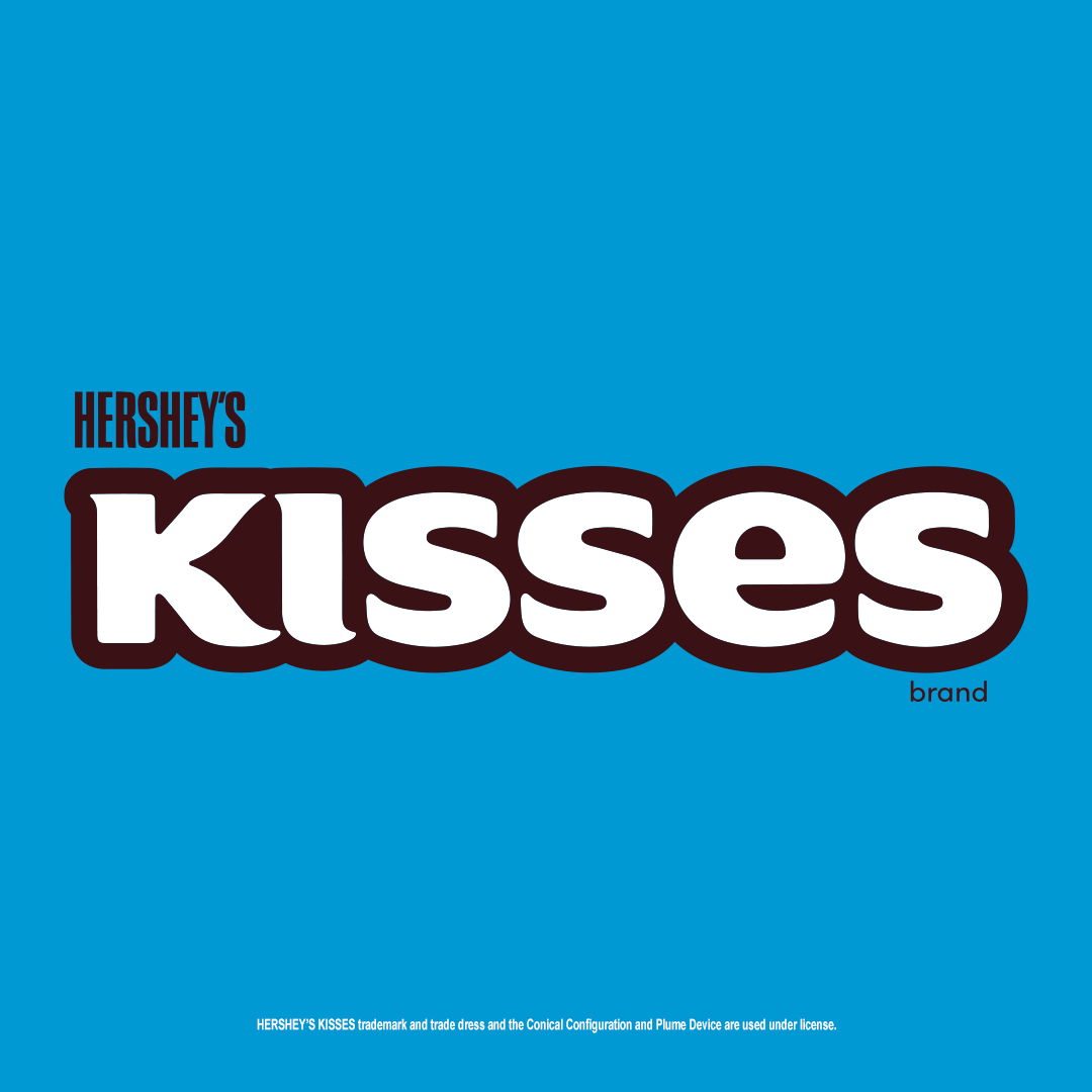 Hershey's Kisses logo on a blue background
