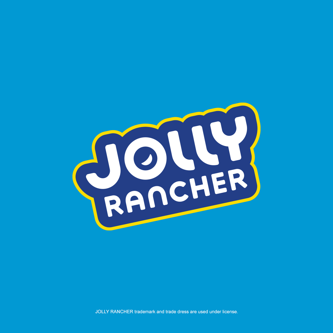 Jolly Rancher logo on a blue background