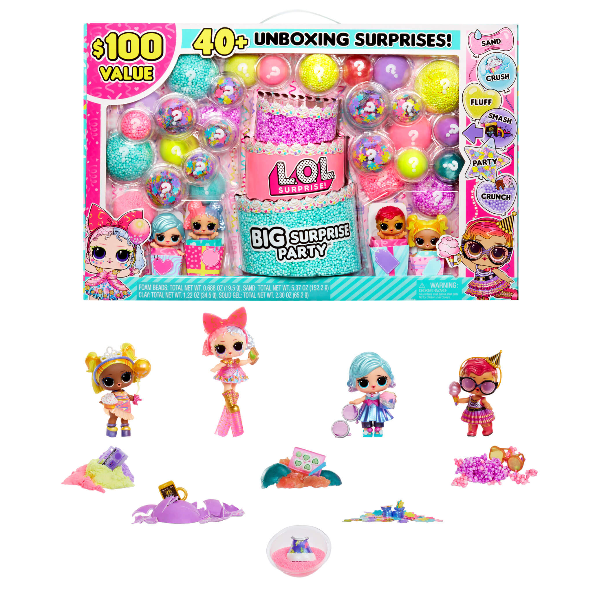 LOL Surprise Big Surprise Party a 100 Value with 4 Collectible Dolls and 40 Surprises