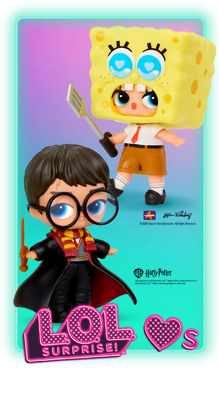 LOL Surprise Loves featuring Harry Potter and SpongeBob tots