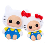 Extra Large Hello Kitty on left side with Large Hello Kitty on the right side on a white background