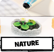 Small potted plant on a white background with the word 'NATURE' below it.Click to Shop Miniverse Nature and Lifestyle