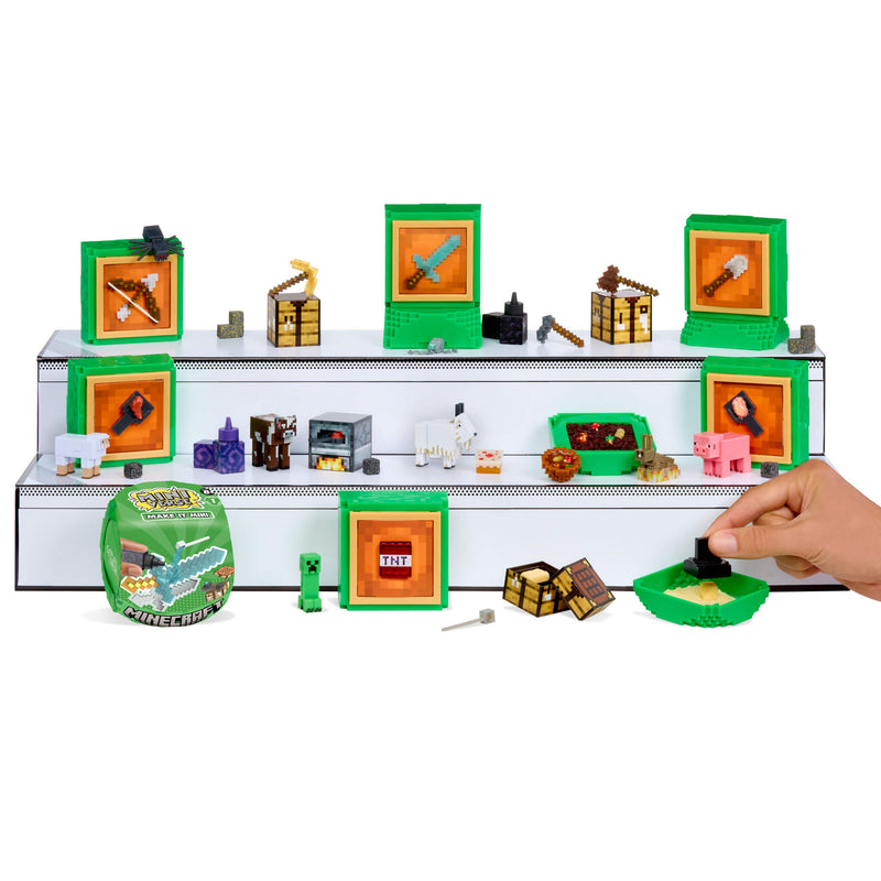 All Mini Minecraft sets with various mini figures and items on a white background