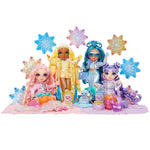 all four dolls Bella (pink), Sunny (yellow), Skyler (blue), Violet (purple)