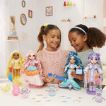 Two girls playing with the Winter Wonderland Dolls