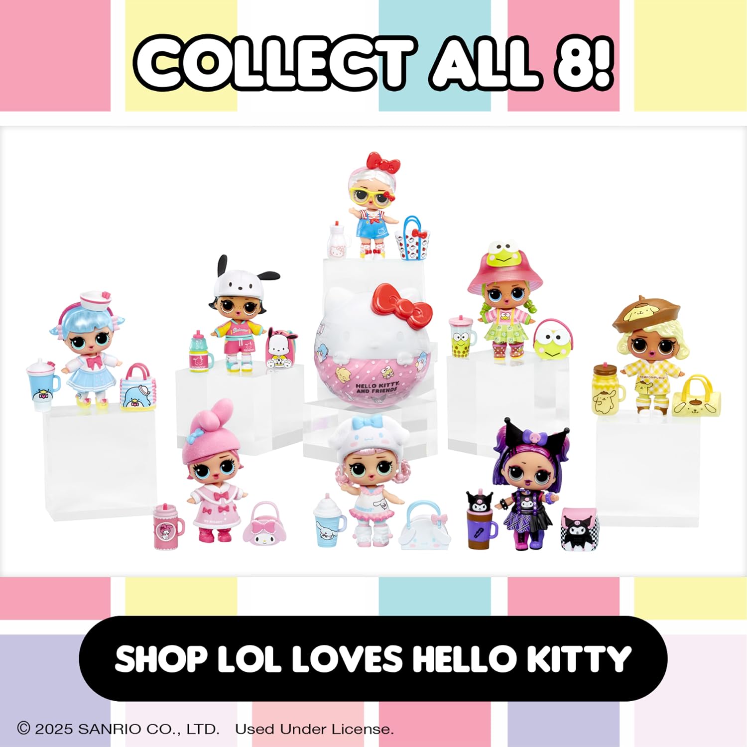 collect all 8 LOL surprise Hello Kitty Miniverse styles