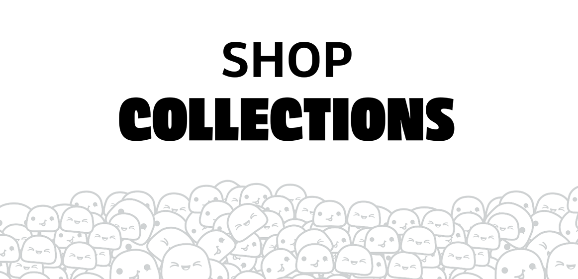 Text 'SHOP COLLECTIONS' on a white background with black text.