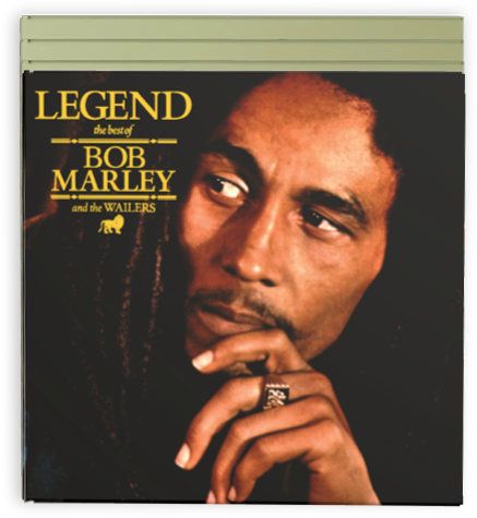 Album cover of 'Legend: The Best of Bob Marley and the Wailers' with a close-up of Bob Marley's face.