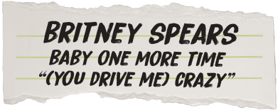Text of 'Britney Spears' song lyrics on a torn paper background