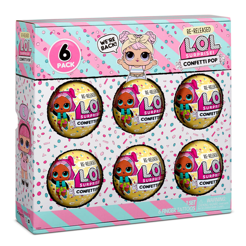 LOL Surprise Confetti Pop 6 Pack Dawn - 6 Re-released Dolls Each with 9 Surprises - shop.mgae.com