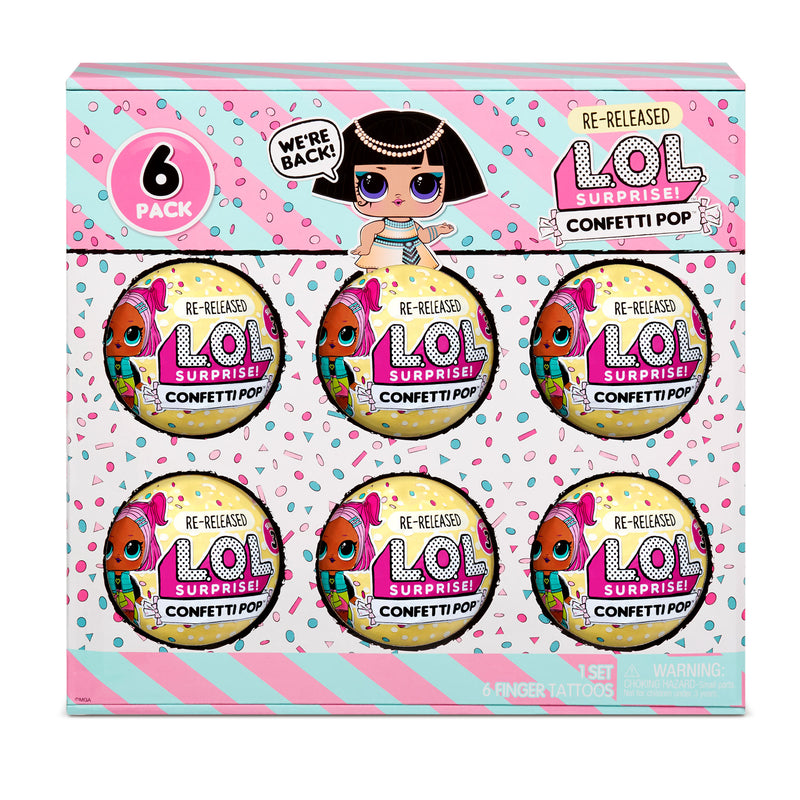 LOL Surprise Confetti Pop 6 Pack Pharaoh Babe -  6 Re-released Dolls Each with 9 Surprises - shop.mgae.com